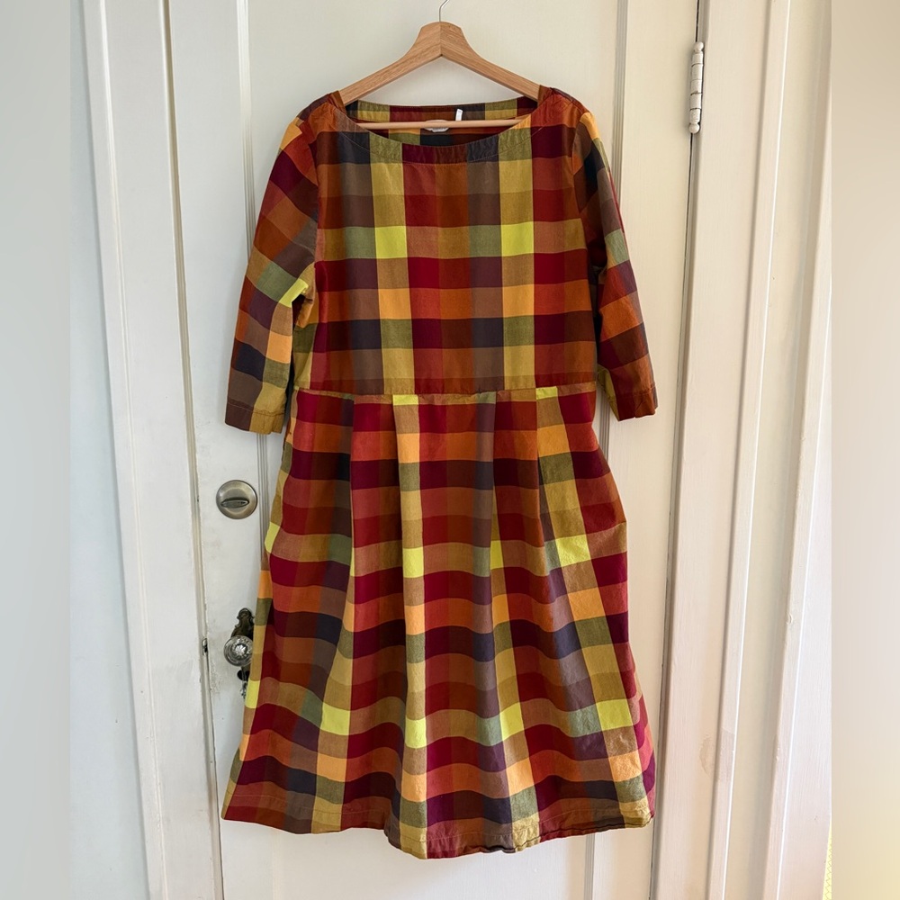 Toast Franca Cabin Check Dress, Nasturtium, 18 UK/14 US, EUC